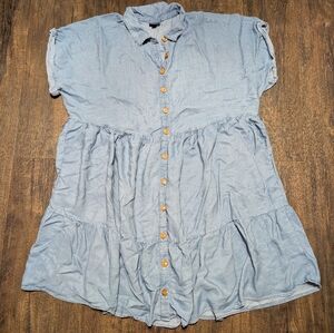 Torrid 3 Light Blue Button-Up Dress